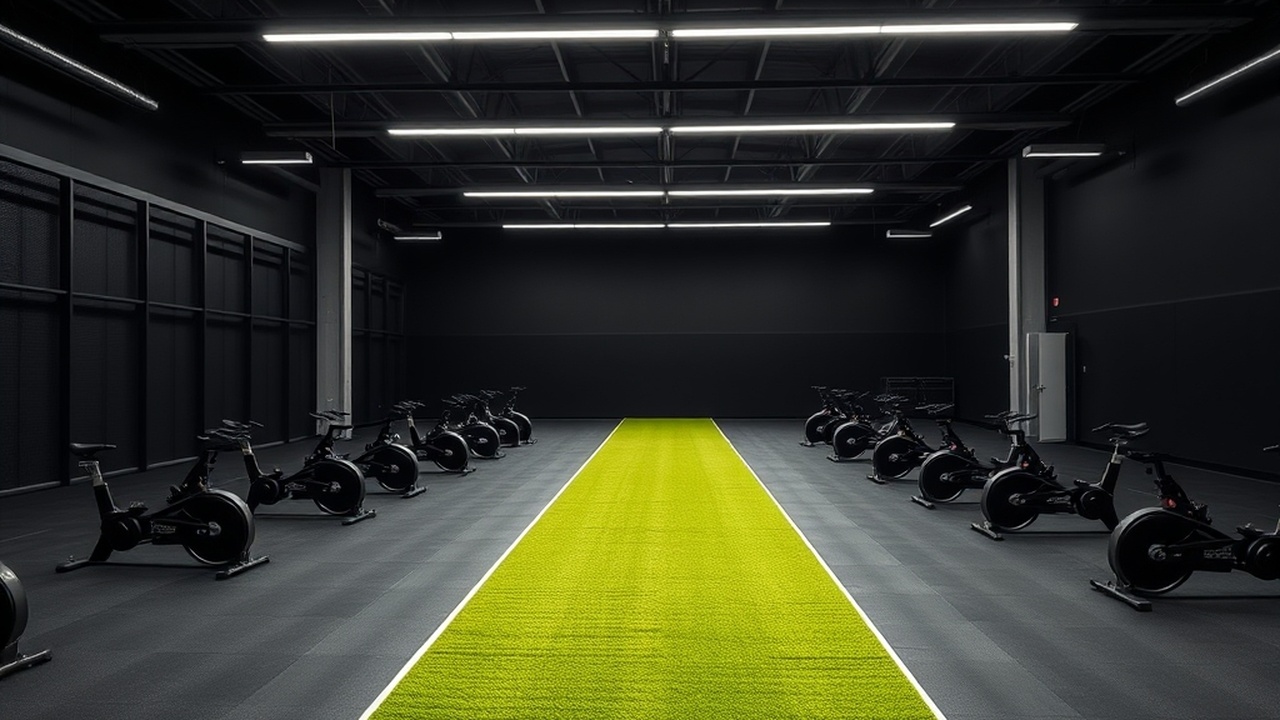 Arena de acondicionamiento físico iluminada